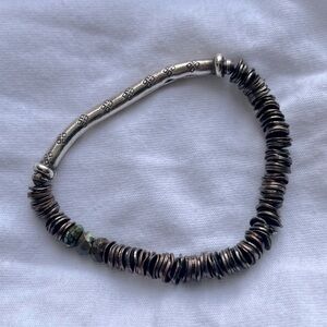 Silver and Turquoise Beaded Bracelet